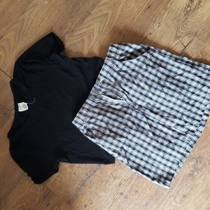 2 items; plaid skirt & crop top